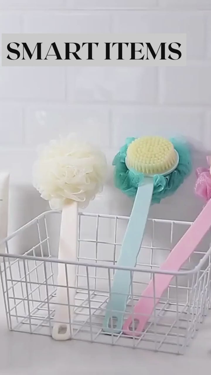 BELOXY 2 in 1 Body Brush - Back Body Loofah Brush Long Handled with Bristles Back Scrubber for Improve Skin Exfoliating Bath, Massage, Wet or Dry Brushing Back Scrubber for Shower